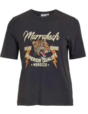 Camiseta Vila Petone negra tigre manga corta de mujer