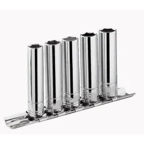 Juego de 5 vasos largos de 1/4" 6 caras métricas en estante metálico - FACOM RL.41E